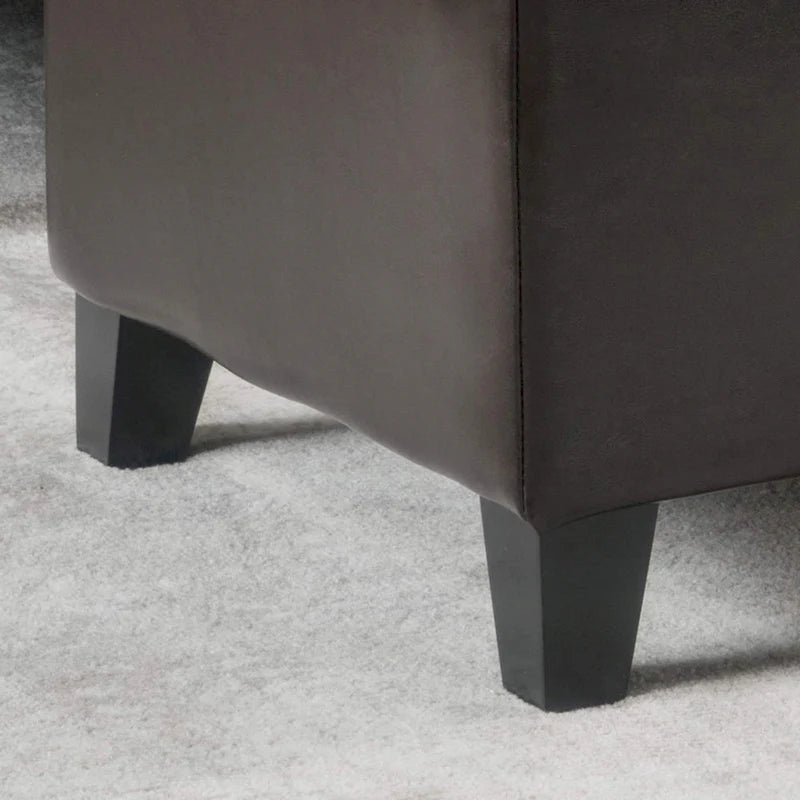 Mission Brown Tufted Faux Leather Ottoman Storage Bench by Christopher Knight Home