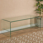 Ramona Glass Entertainment TV Console Stand with Shelf by Christopher Knight Home
