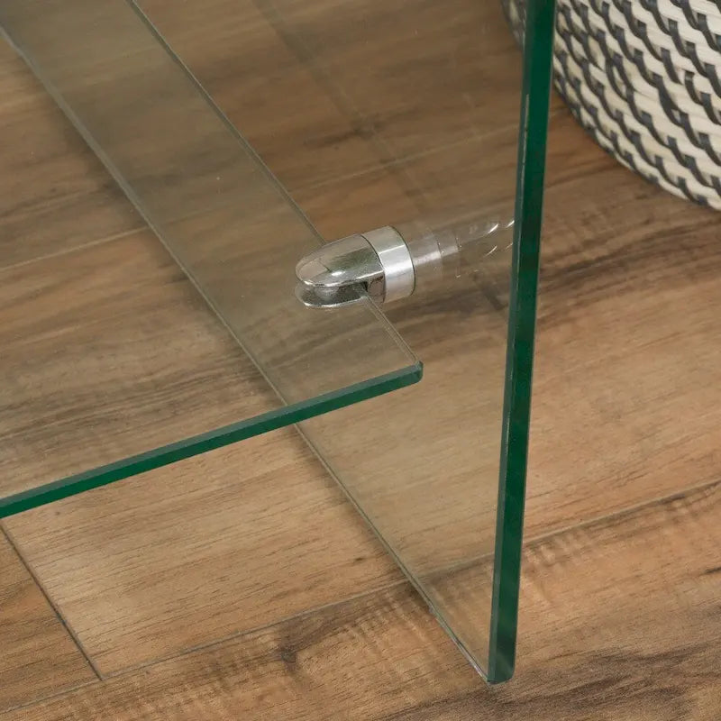 Ramona Glass Entertainment TV Console Stand with Shelf by Christopher Knight Home