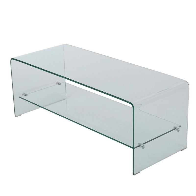 Ramona Glass Entertainment TV Console Stand with Shelf by Christopher Knight Home