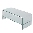 Ramona Glass Entertainment TV Console Stand with Shelf by Christopher Knight Home