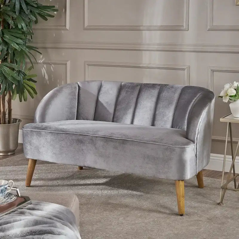 Amaia Retro Modern Velvet Loveseat Sofa by Christopher Knight Home