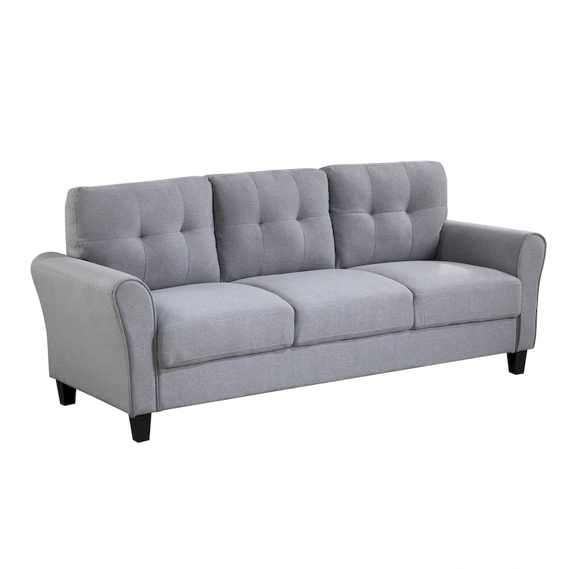 Grey Linen Upholstered Couch Sofa - 30.00 x 79.90 x 34.50