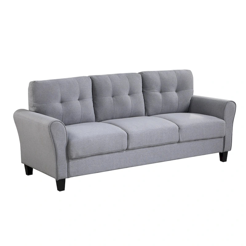 Grey Linen Upholstered Couch Sofa - 30.00 x 79.90 x 34.50