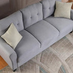 Grey Linen Upholstered Couch Sofa - 30.00 x 79.90 x 34.50