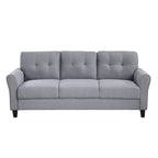 Grey Linen Upholstered Couch Sofa - 30.00 x 79.90 x 34.50