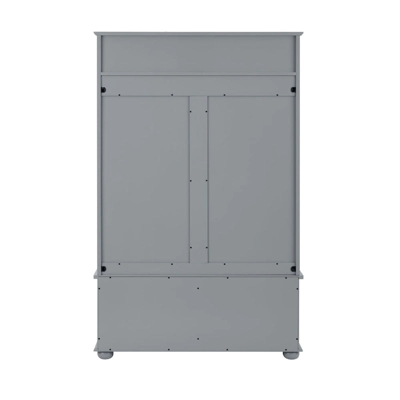 Hall Tree Entryway Bench with Rattan Door and Shoe Cabinets