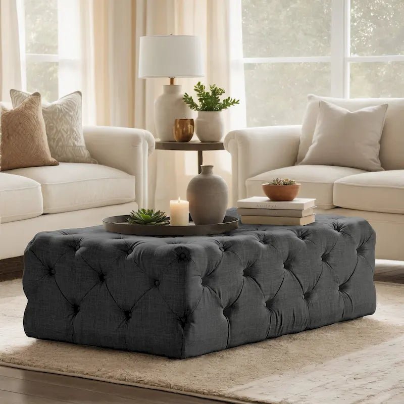 Gdansk Rectangular Tufted Ottoman with Casters