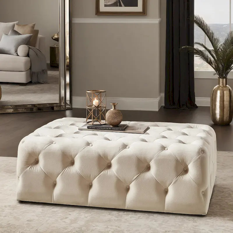 Gdansk Rectangular Tufted Ottoman with Casters