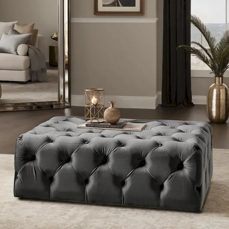 Gdansk Rectangular Tufted Ottoman with Casters