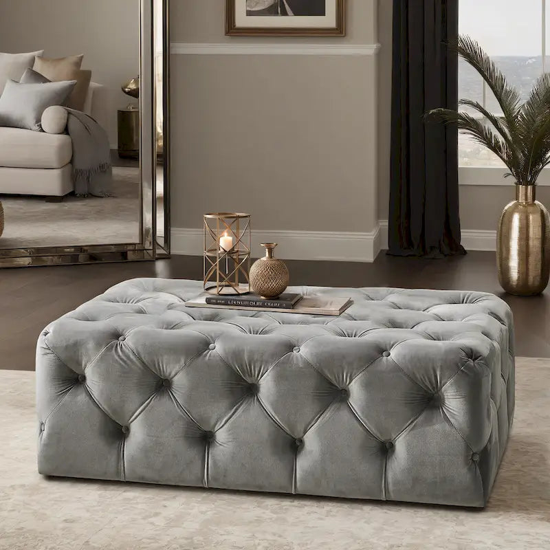 Gdansk Rectangular Tufted Ottoman with Casters
