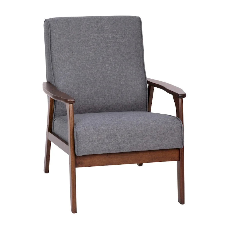 Mid-Century Modern Arm Chair with Wooden Frame and Arms