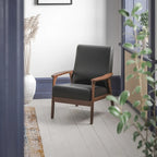 Mid-Century Modern Arm Chair with Wooden Frame and Arms
