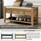 Merax Multipurpose Storage Bench Shoe Rack with Cushioned Seat and Drawers