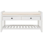 Merax Multipurpose Storage Bench Shoe Rack with Cushioned Seat and Drawers
