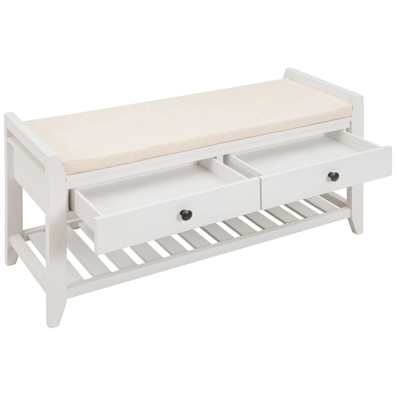 Merax Multipurpose Storage Bench Shoe Rack with Cushioned Seat and Drawers