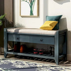 Merax Multipurpose Storage Bench Shoe Rack with Cushioned Seat and Drawers