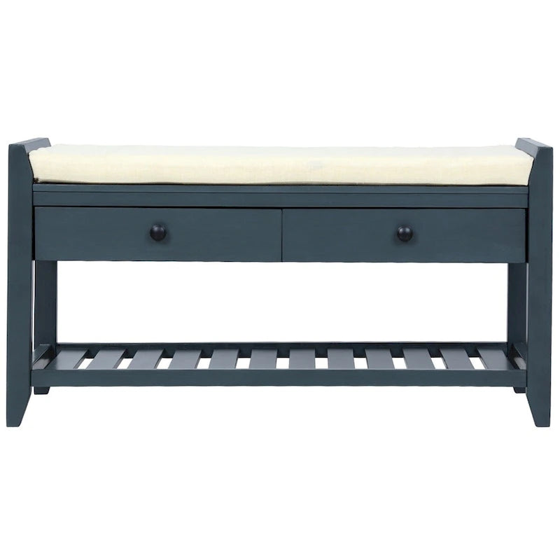Merax Multipurpose Storage Bench Shoe Rack with Cushioned Seat and Drawers
