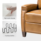 Gaspar Mid-Century Modern Genuine Leather Pushback Recliner with Wood legs Set of 2 by HULALA HOME