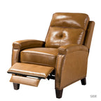 Gaspar Mid-Century Modern Genuine Leather Pushback Recliner with Wood legs Set of 2 by HULALA HOME