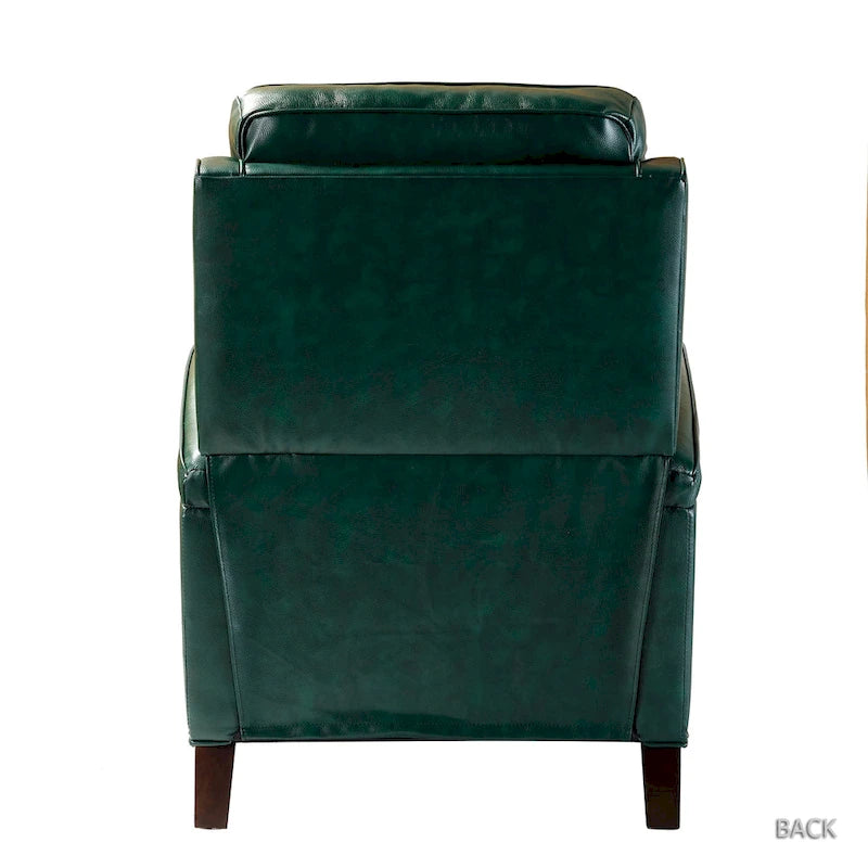 Gaspar Mid-Century Modern Genuine Leather Pushback Recliner with Wood legs Set of 2 by HULALA HOME