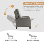 Gaspar Mid-Century Modern Genuine Leather Pushback Recliner with Wood legs Set of 2 by HULALA HOME