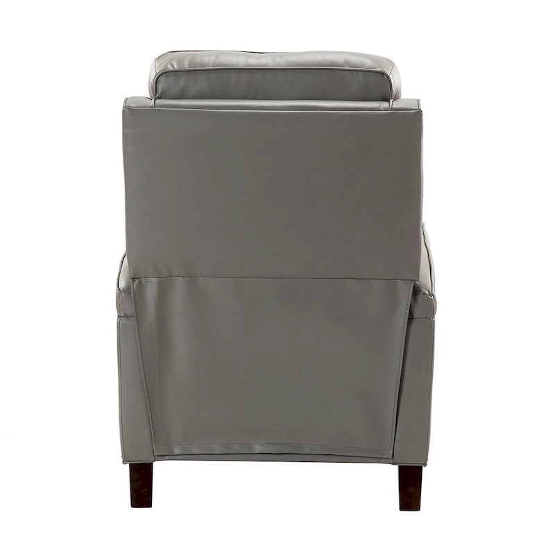 Gaspar Mid-Century Modern Genuine Leather Pushback Recliner with Wood legs Set of 2 by HULALA HOME