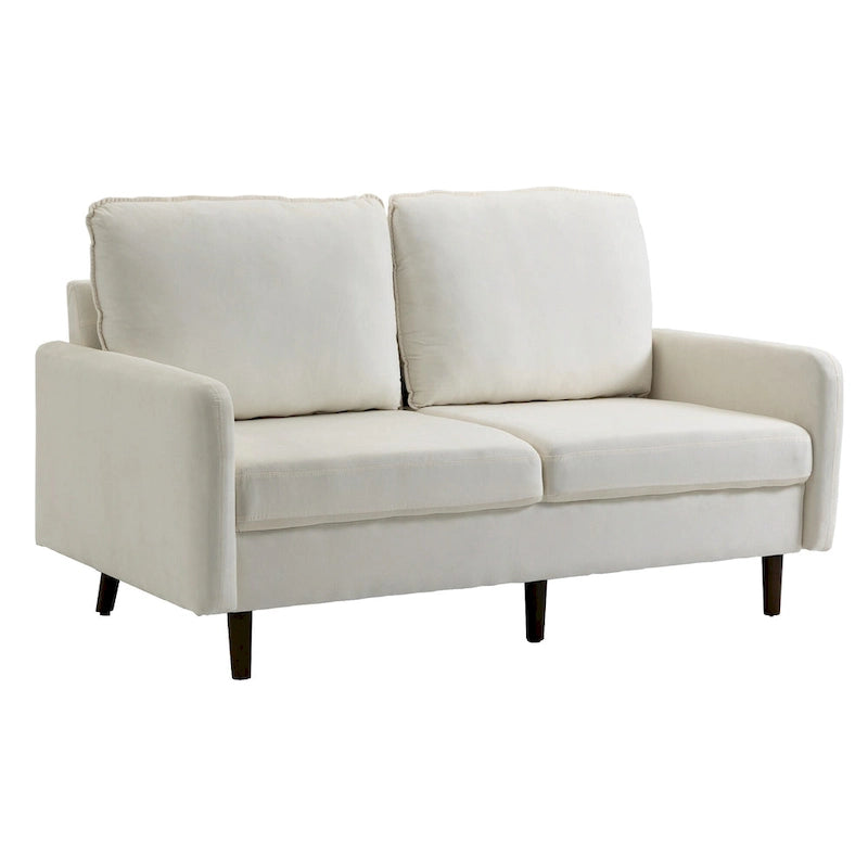 2 Pices Velvet Loveseat Wood Legs Sofa