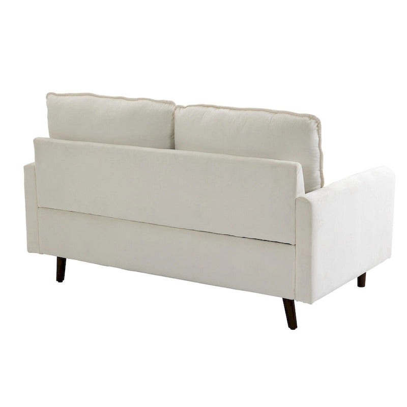 2 Pices Velvet Loveseat Wood Legs Sofa