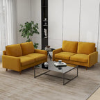 2 Pices Velvet Loveseat Wood Legs Sofa
