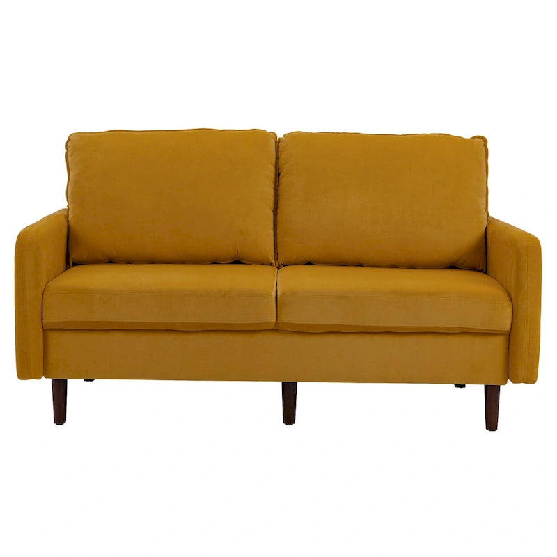 2 Pices Velvet Loveseat Wood Legs Sofa