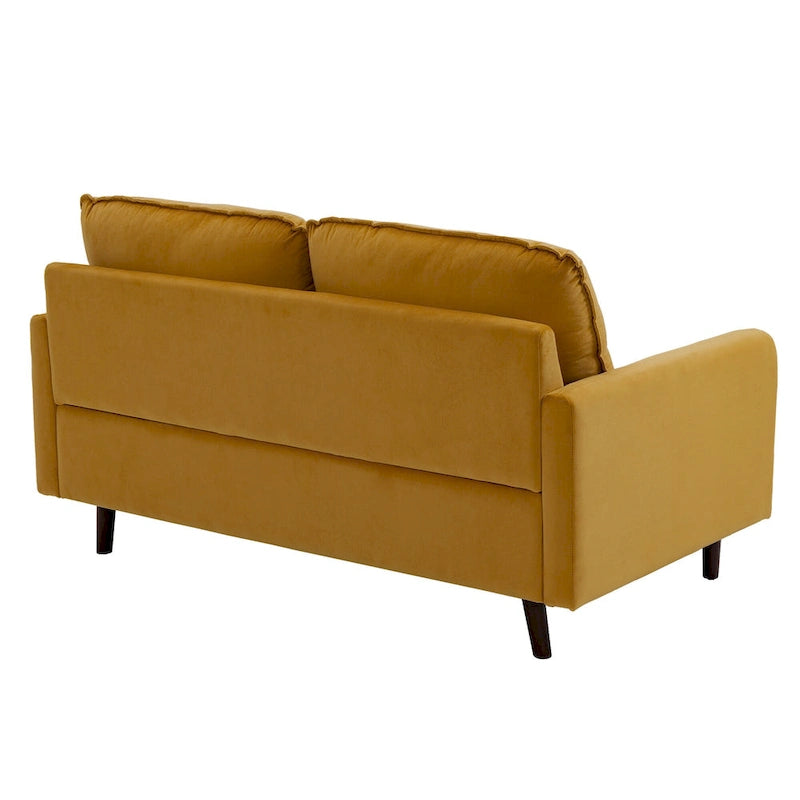 2 Pices Velvet Loveseat Wood Legs Sofa