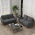 2 Pices Velvet Loveseat Wood Legs Sofa