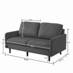 2 Pices Velvet Loveseat Wood Legs Sofa