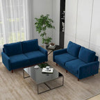 2 Pices Velvet Loveseat Wood Legs Sofa