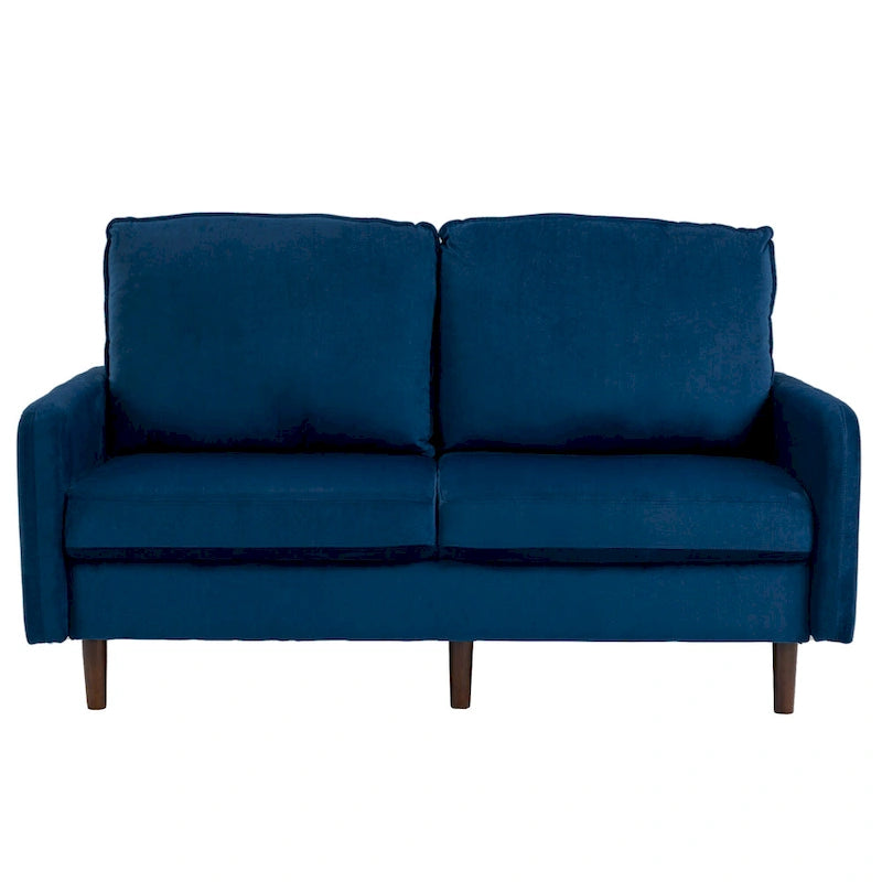 2 Pices Velvet Loveseat Wood Legs Sofa