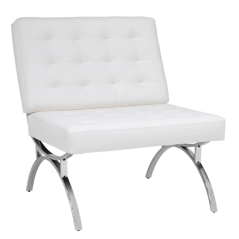 Newel Modern Blended Leather and Chrome Metal Frame Mid Century Accent Chair