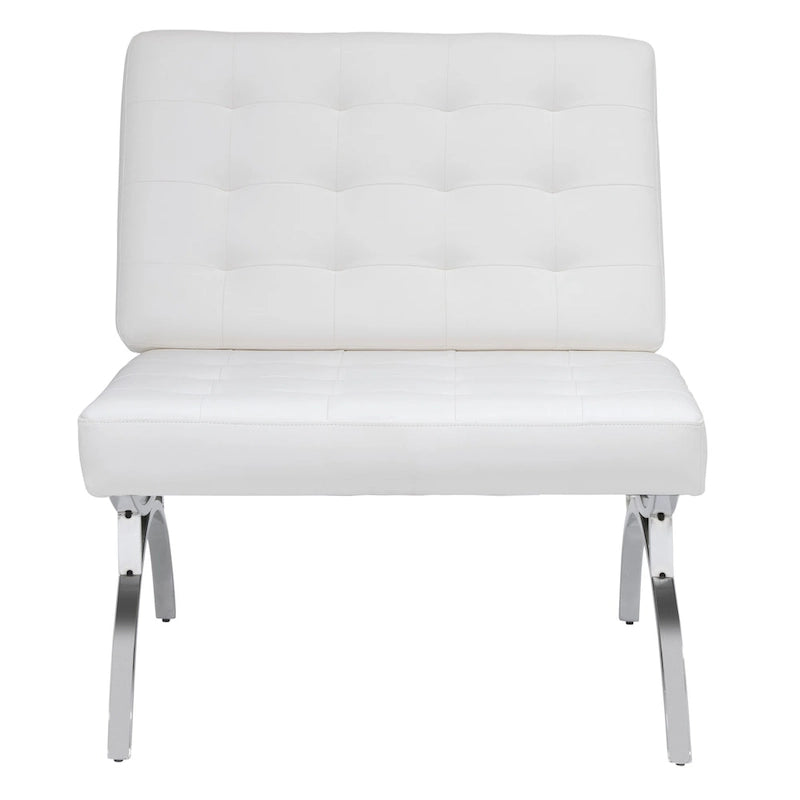 Newel Modern Blended Leather and Chrome Metal Frame Mid Century Accent Chair