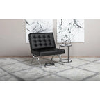 Newel Modern Blended Leather and Chrome Metal Frame Mid Century Accent Chair