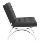 Newel Modern Blended Leather and Chrome Metal Frame Mid Century Accent Chair