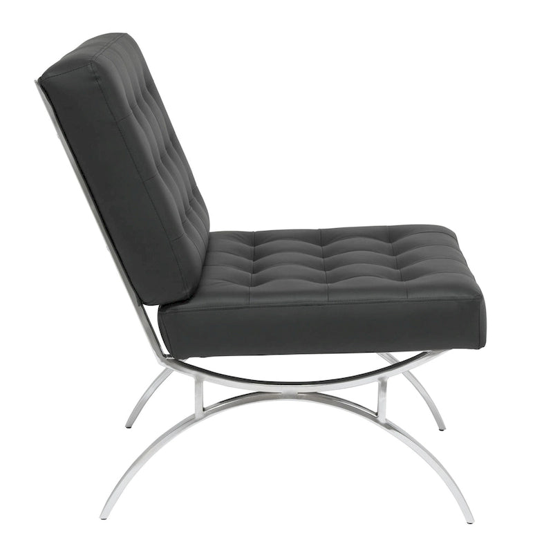 Newel Modern Blended Leather and Chrome Metal Frame Mid Century Accent Chair