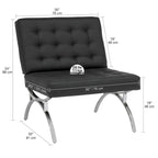 Newel Modern Blended Leather and Chrome Metal Frame Mid Century Accent Chair