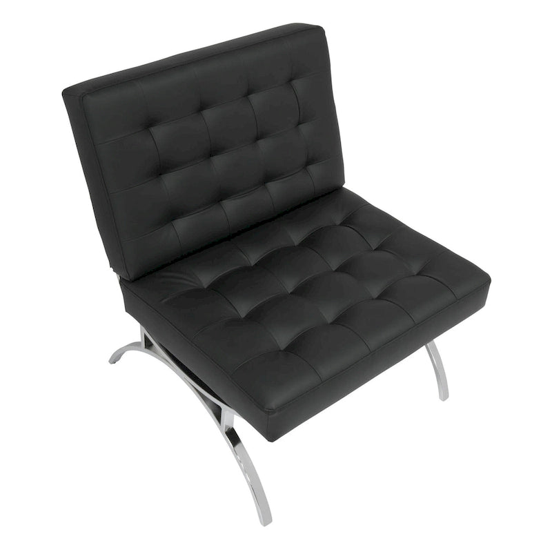 Newel Modern Blended Leather and Chrome Metal Frame Mid Century Accent Chair