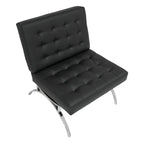 Newel Modern Blended Leather and Chrome Metal Frame Mid Century Accent Chair