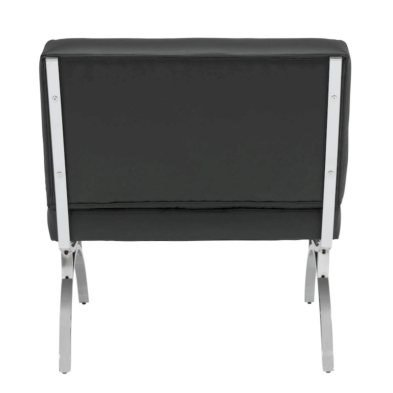 Newel Modern Blended Leather and Chrome Metal Frame Mid Century Accent Chair