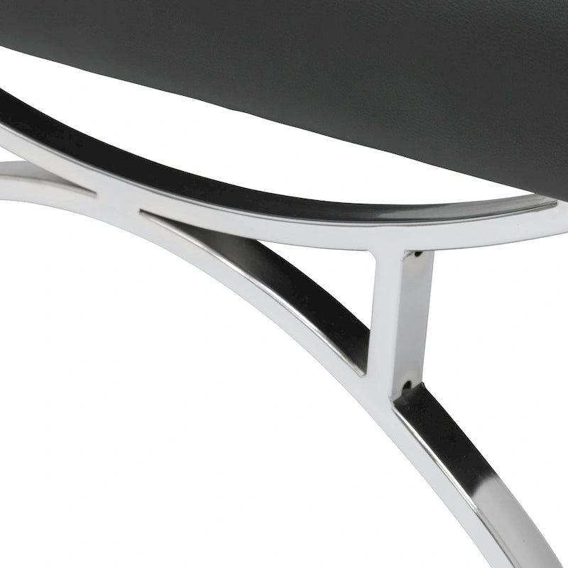 Newel Modern Blended Leather and Chrome Metal Frame Mid Century Accent Chair