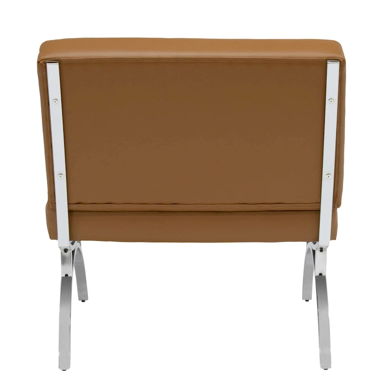 Newel Modern Blended Leather and Chrome Metal Frame Mid Century Accent Chair