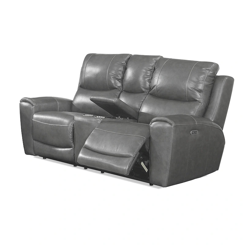 Copper Grove Fyti Top Grain Leather Power Reclining Loveseat with Storage Console