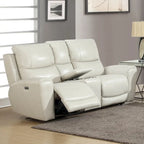 Copper Grove Fyti Top Grain Leather Power Reclining Loveseat with Storage Console