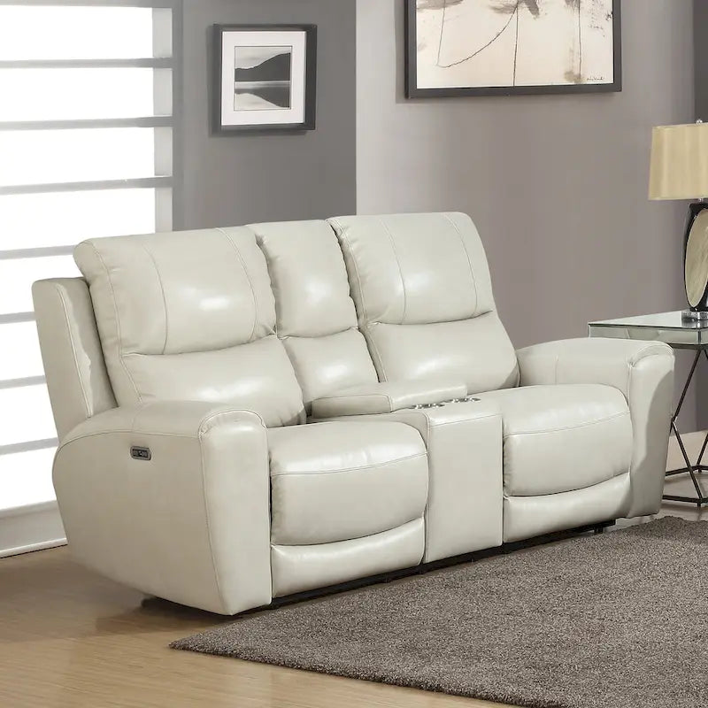 Copper Grove Fyti Top Grain Leather Power Reclining Loveseat with Storage Console